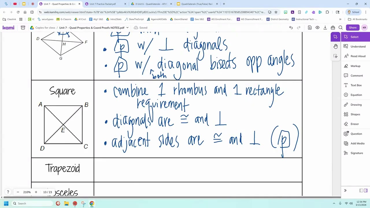 Unit 7 Lesson 4 - Proving Other Quadrilaterals
