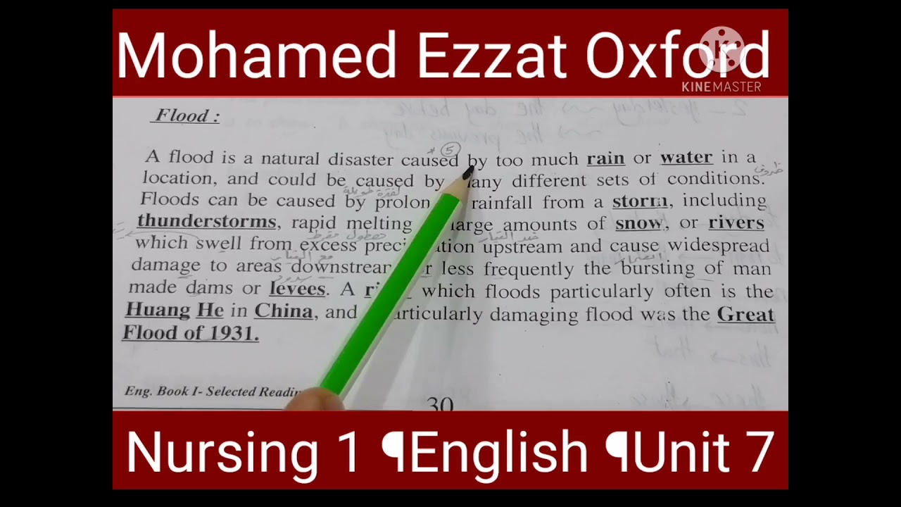 الأول تمريض¶إنجليزي ثقافي ¶الوحدة 7¶الكوارث الطبيعية¶Natural Disasters Selected Readings¶