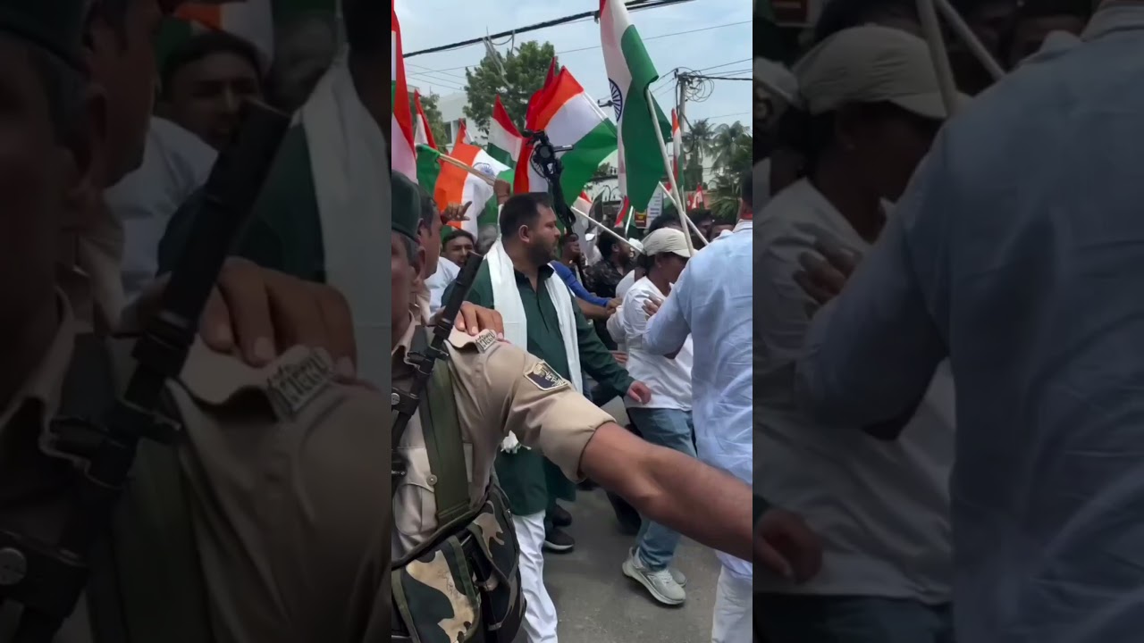 Tejasvi Yadav Raj Bhavan Gheraw Big Protests, Patna,  #patna #protest #rjd #viral #youtubeshorts