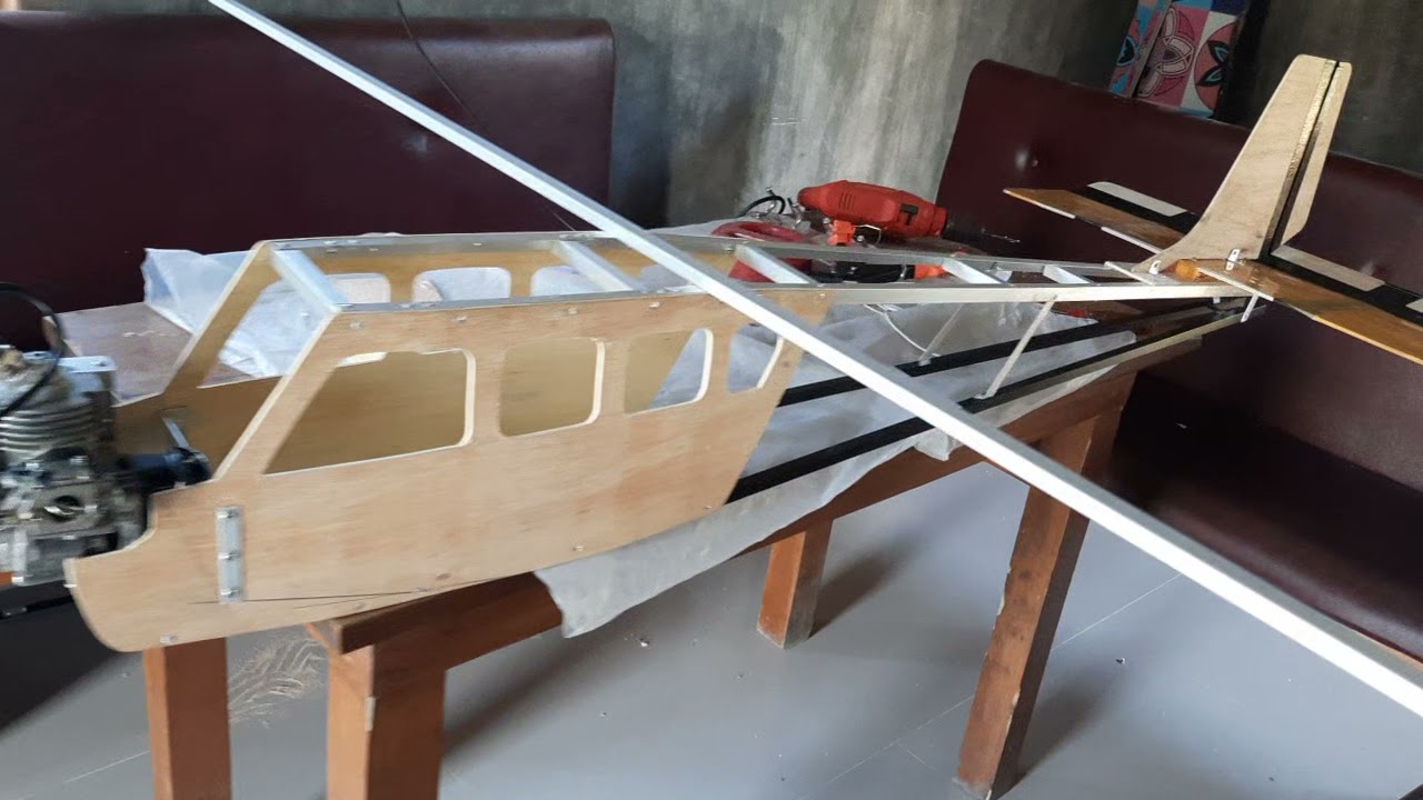 merakit pesawat aeromodelling mesin potong rumput dengan menggunakan alumunium #part1