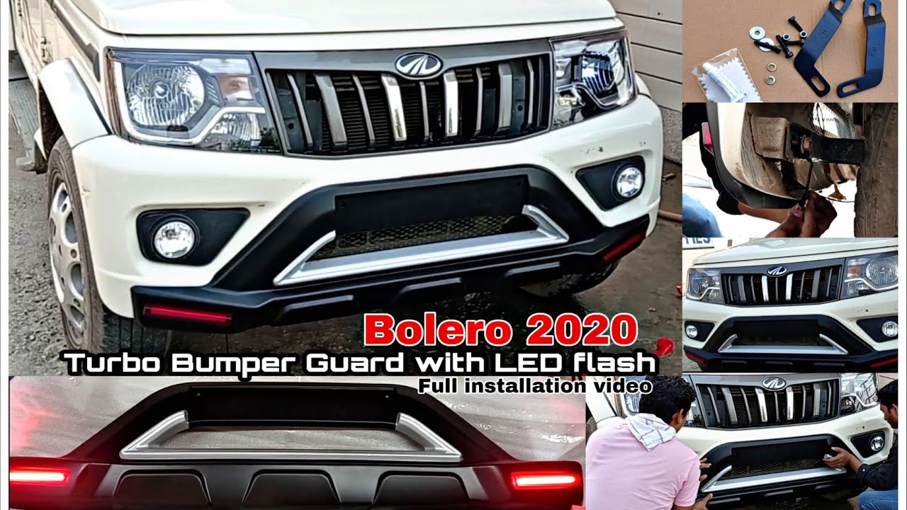 Bolero 2020 Abs Turbo Bumper Guard with LED flash || Car Accessories || Full installation video