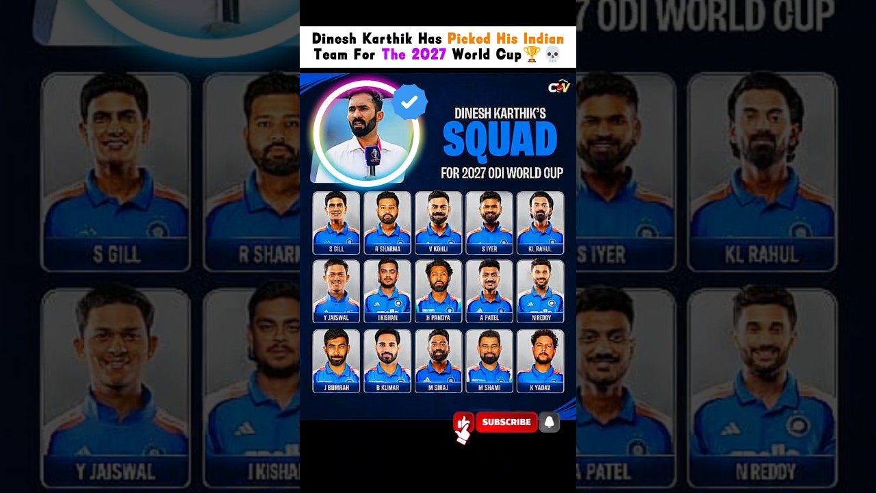 Dinesh Karthik Reveals His Team India 2027 WC Squad!🏆 #cricket #teamindia #worldcup2027 #cricketnews