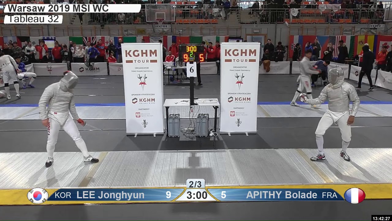 2019 163 T16 07 M S Individual Warsaw POL WC YELLOW LEE KOR vs APITHY FRA