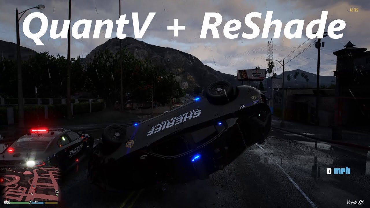 GTA 5 - Police Chase Street Racers In Rain!! QuantV + ReShade