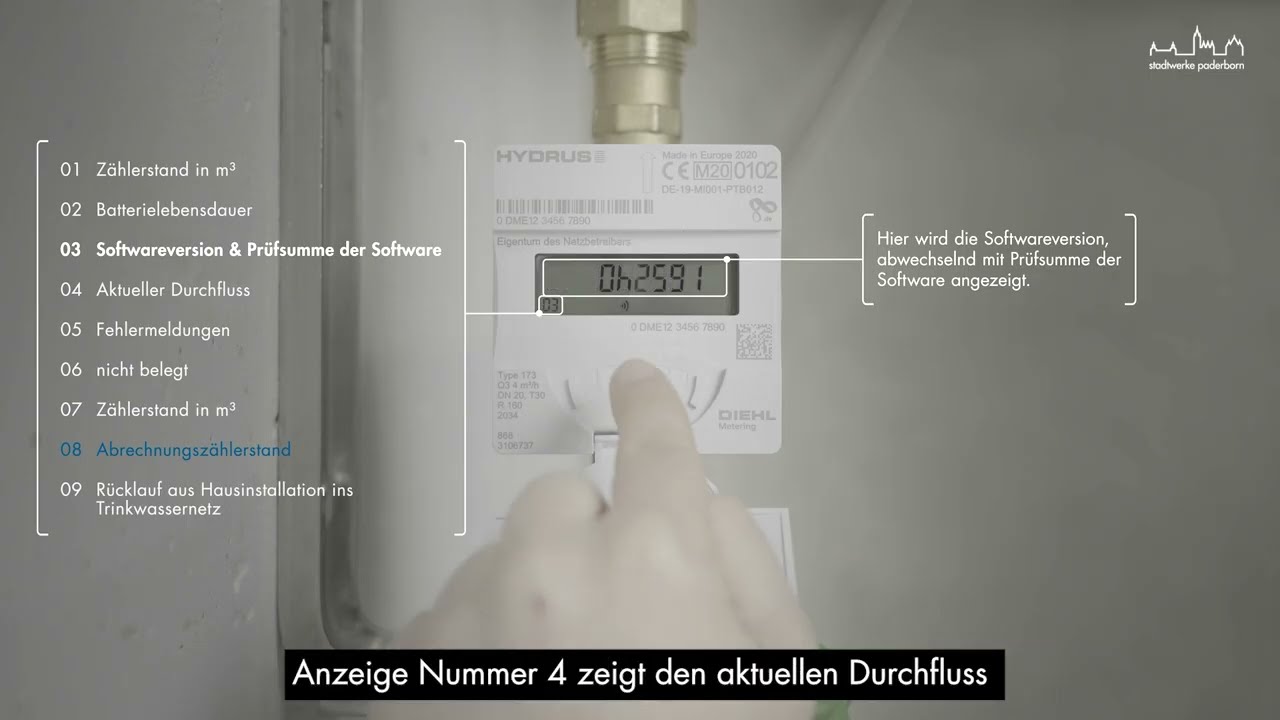 Erkl&auml;rvideo zum Ablesen des elektronischen Wasserz&auml;hlers
