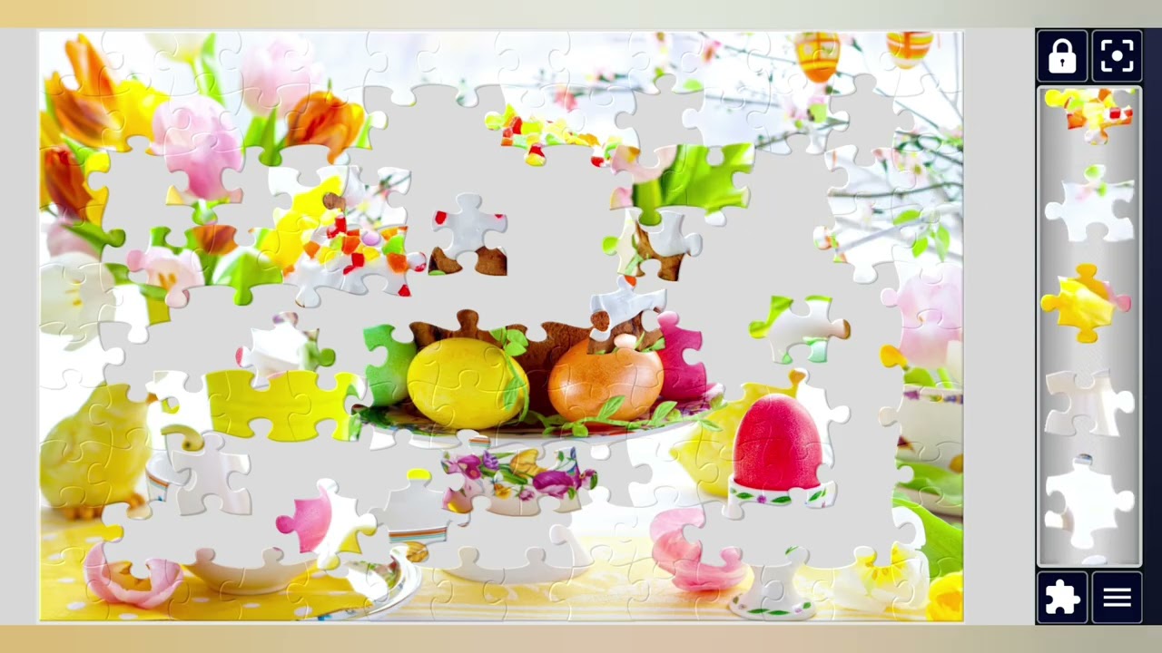Easter cake and Colorful eggs on Festive Eastet table🪺🌸🌈🧩//jigsaw puzzles Craft🧩//puzzlesArt🧩🧩//