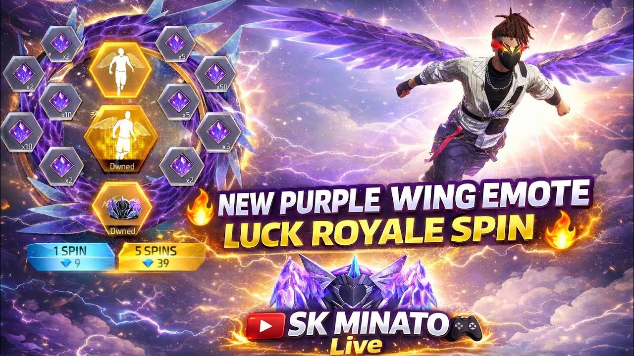 😱 1 Spin Me NEW PURPLE WING EMOTE Mil Gaya | Luck Royale | Free Fire #freefire#freefireindia#freefir