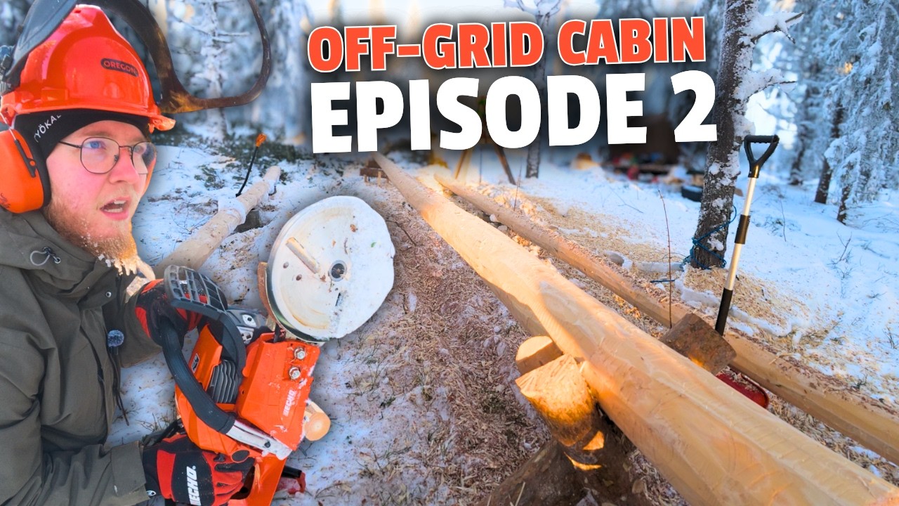 Debarking First Logs & Upgrading My Shelter [EP2] - Off-Grid Cabin in the Finnish Wilderness