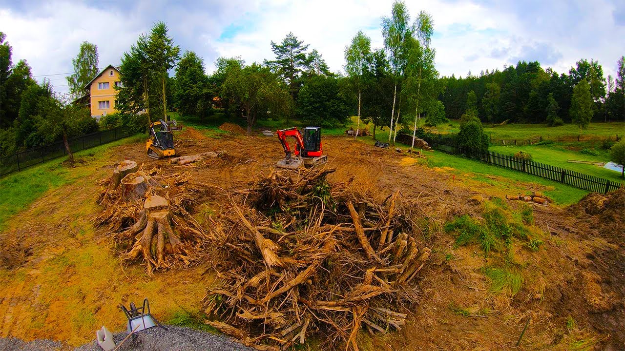 Zahradní úpravy = terénní úpravy pozemku, odstranění pařezů, srovnání pozemku #ZemníPráceDostál 👷⛏️🚜