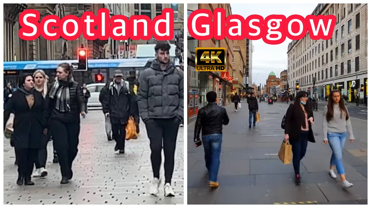 Glasgow Scotland 🏴󠁧󠁢󠁳󠁣󠁴󠁿 City Centre Walkthrough March 2023 | 4K