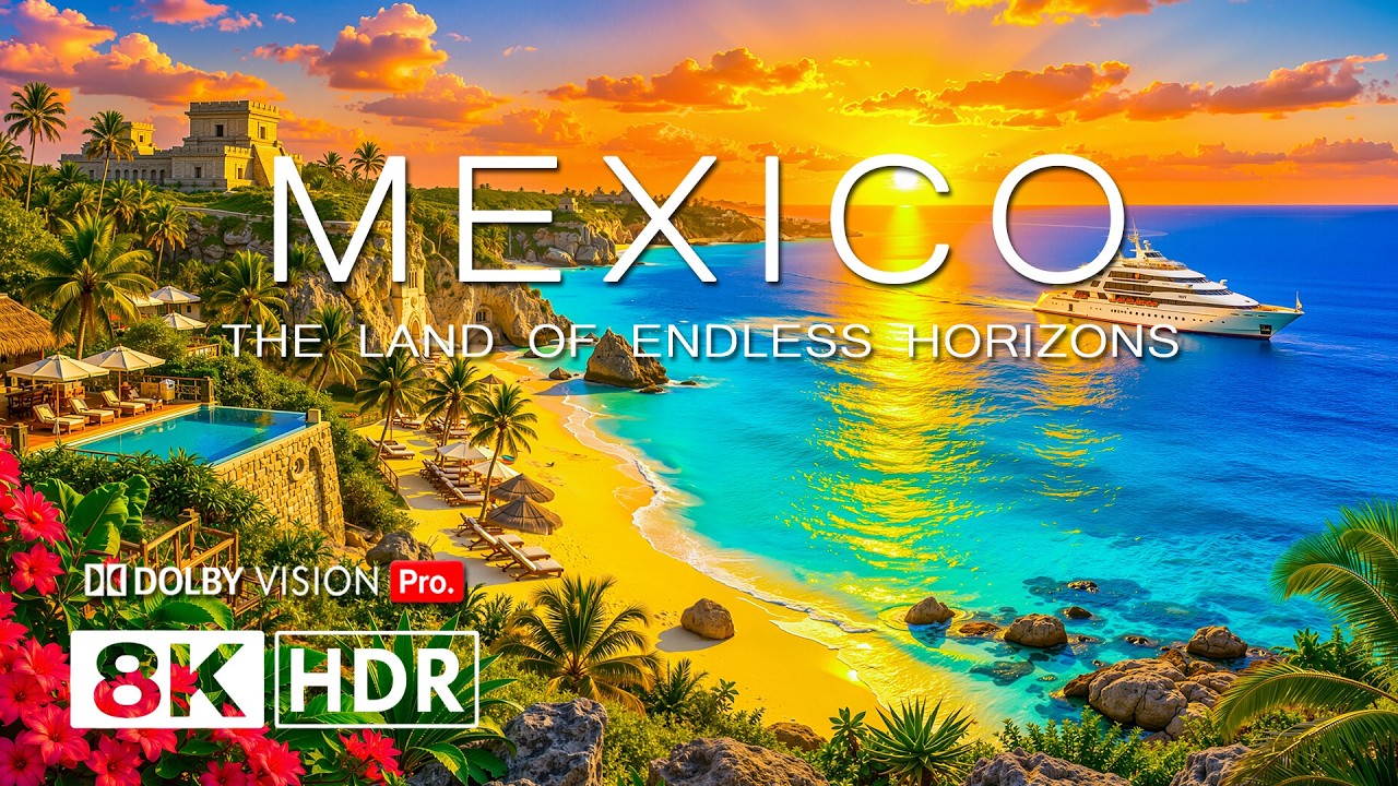 MEXICO 8K Aerial 🇲🇽 | Turquoise Beaches, Ancient Ruins & Tropical Paradise 🚁