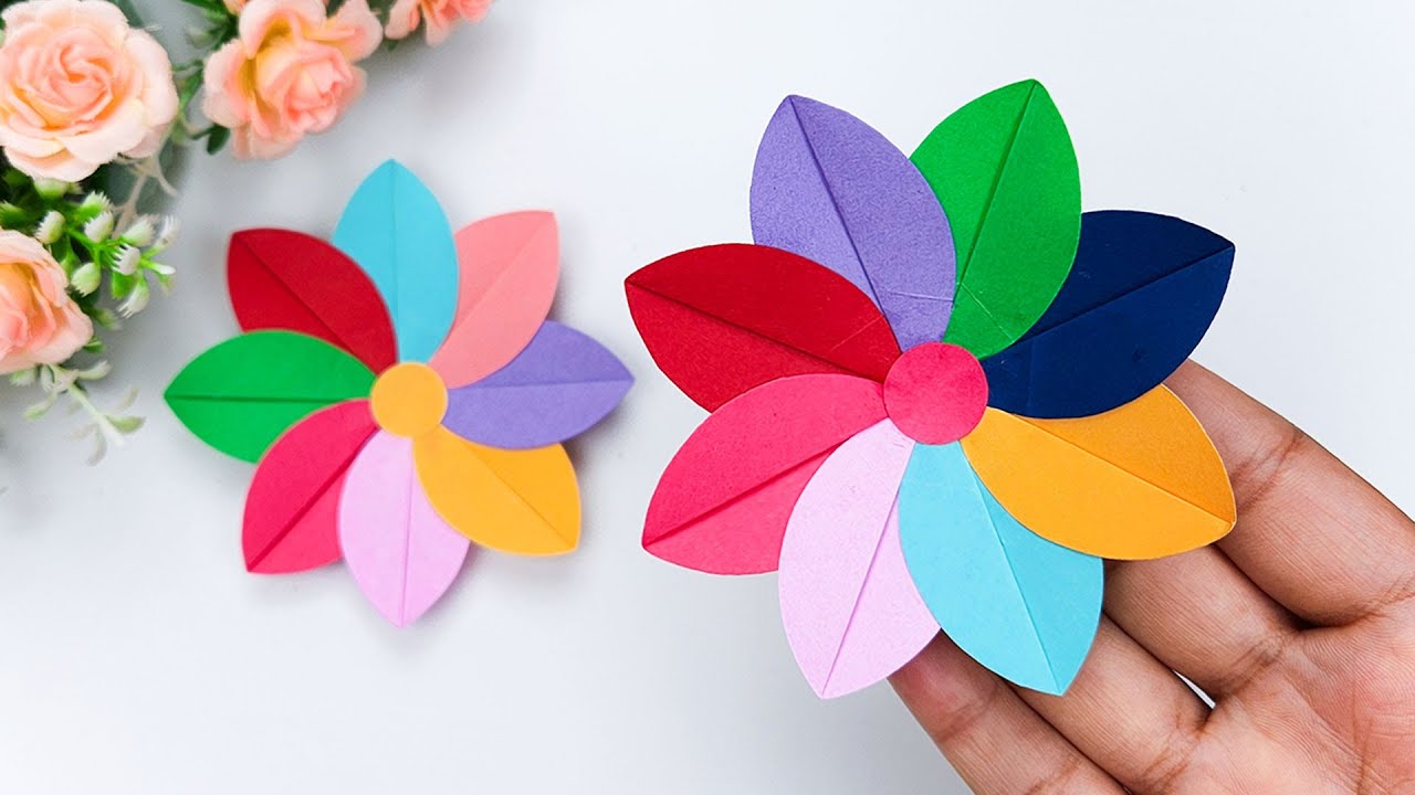 Easy DIY Multicolor Paper Blossoms 🌸 Step-by-Step Handmade Craft ✂️ Rainbow Petals for Gift & Decor