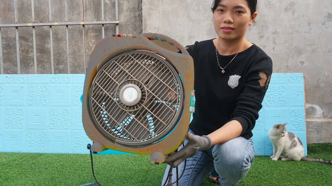 Restoration table fan old and rusty - Girl restore fan old to new restoration 1988s