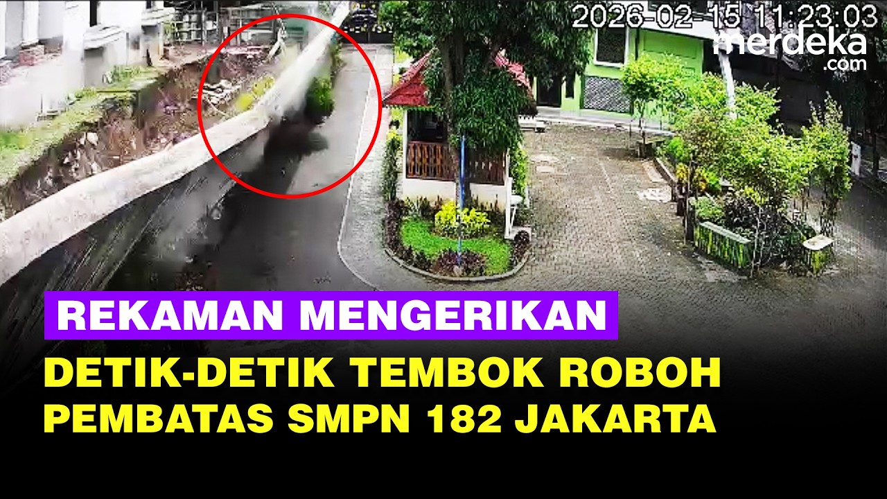 Mengerikan! Rekaman Detik-Detik Tembok Pembatas Roboh di SMPN 182 Jakarta