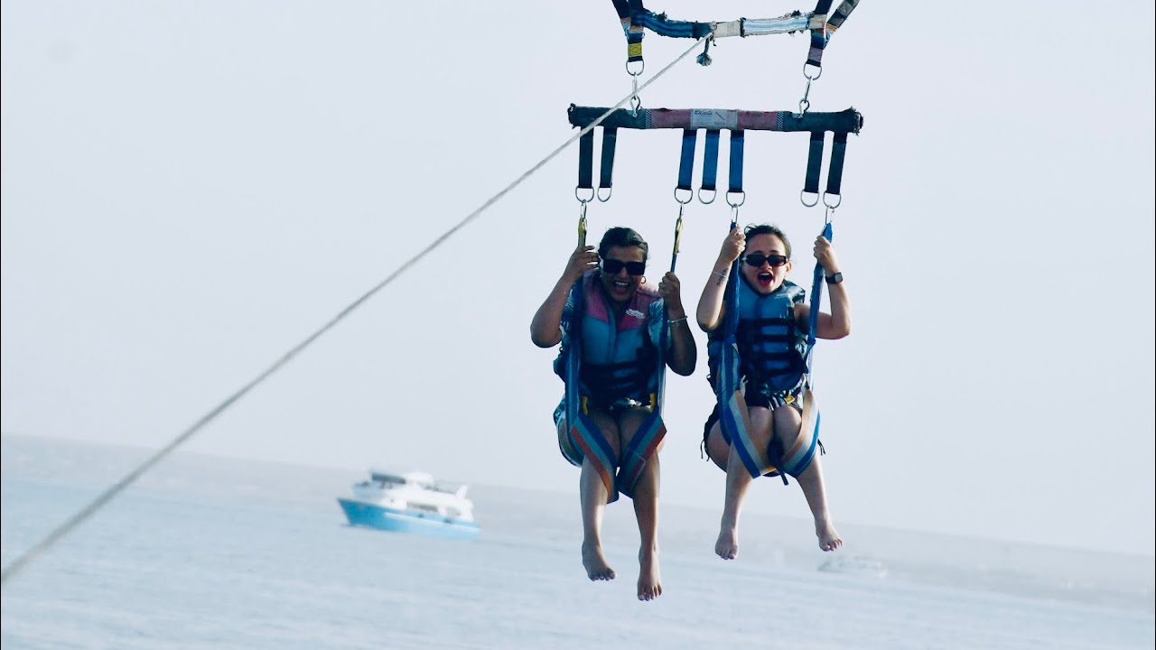 Well spent4th day at 🇪🇬🐳🏊|swim|parasailing| 🌻🏖️ #travelvlog #sabina #friends #activity 