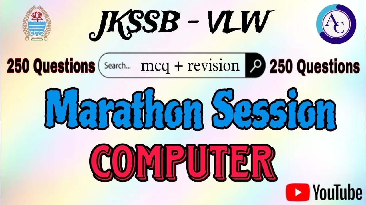 COMPUTER MARATHON|250 mcqs |Part 1|JKSSB|JKSSB VLW|JKSSB PANCHAYAT SECRETARY|