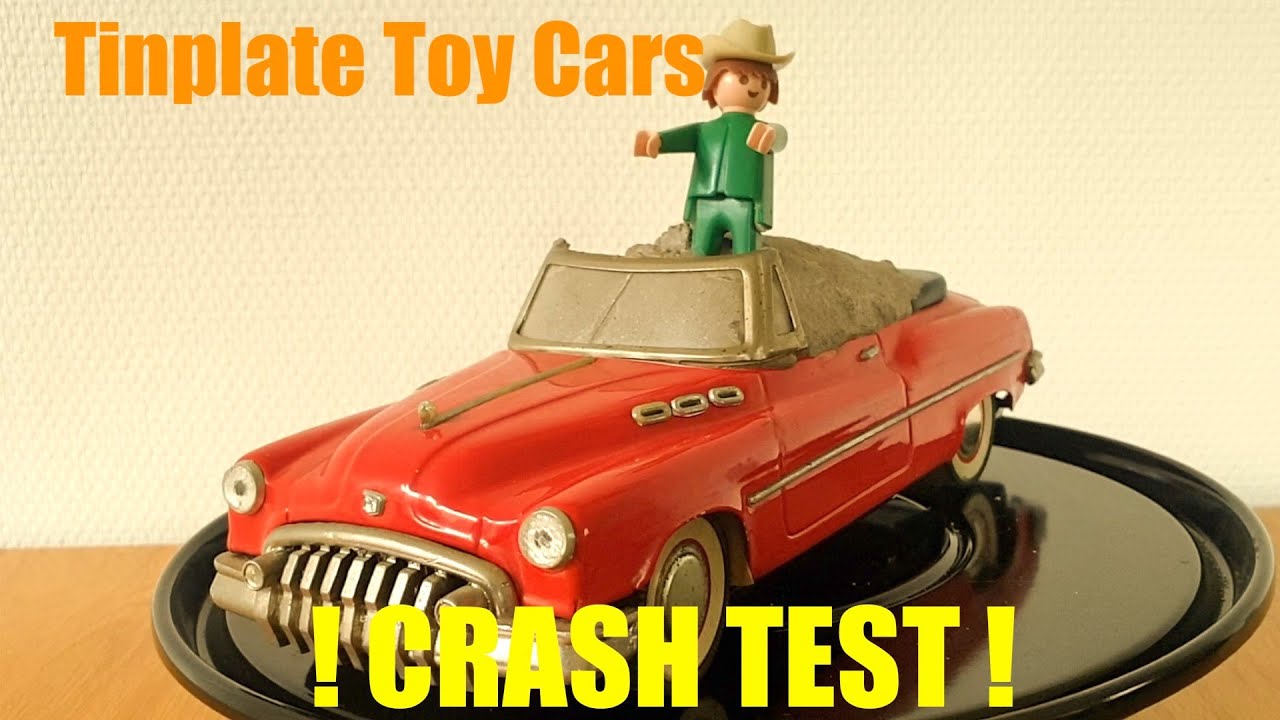 CRASH TEST - Vintage Tin Plate Toy Cars ! - Super Slow motion 1000fps