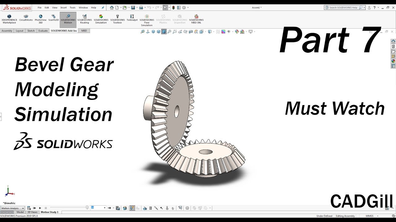 Mechanism Part 7 - Bevel Gear Modeling & Simulation