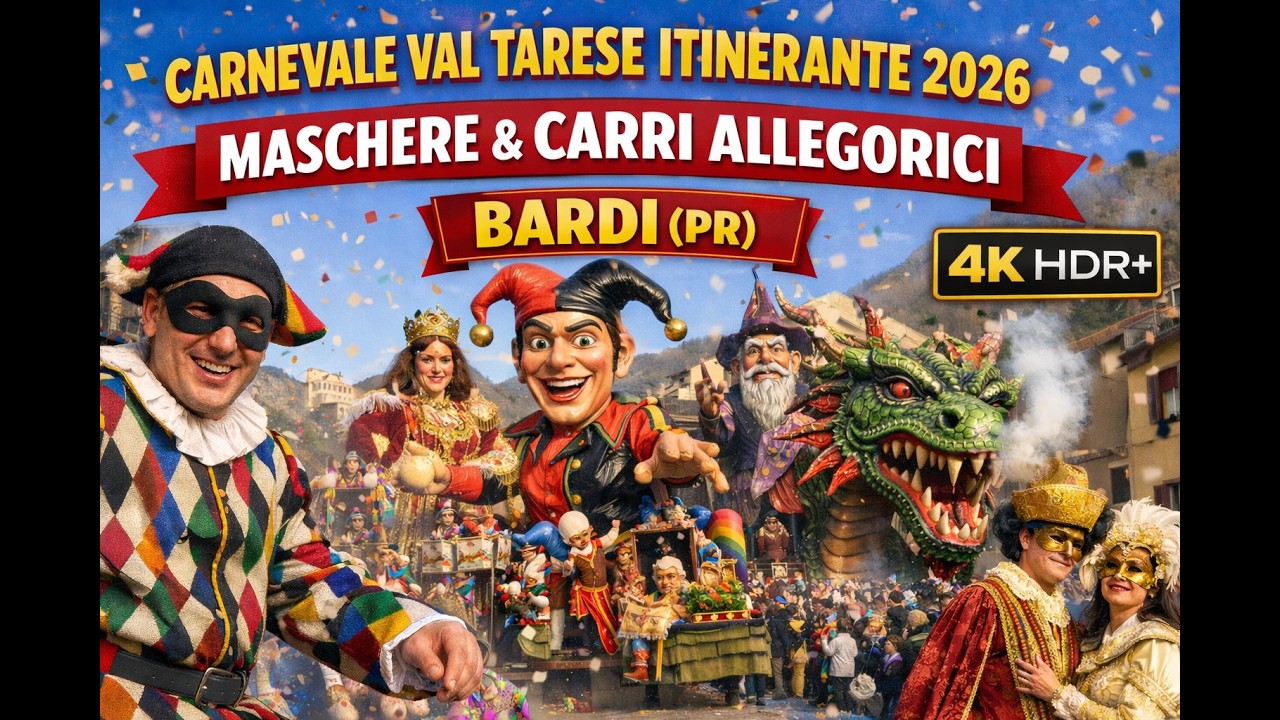 Carnevale Valtarese Itinerante 2026 | Sfilata di Maschere e Carri Allegorici a Bardi (PR) | 4K HDR+