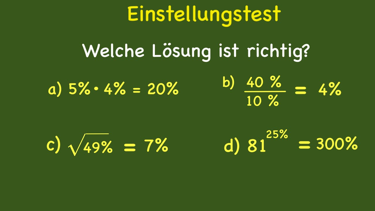 Einstellungstest - Prozentrechnung