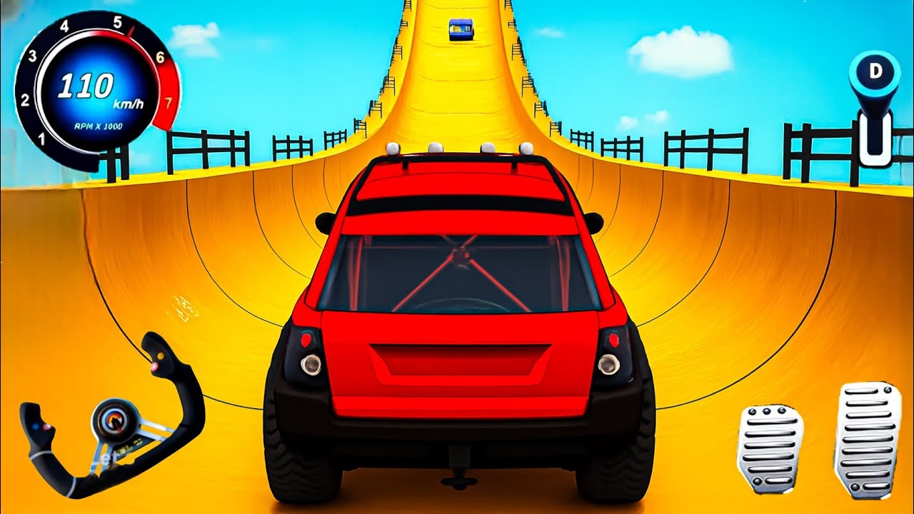 GT Car vs Hardest Impossible Mega Ramps Extreme Sky Track Stunt Gameplay! Top0001