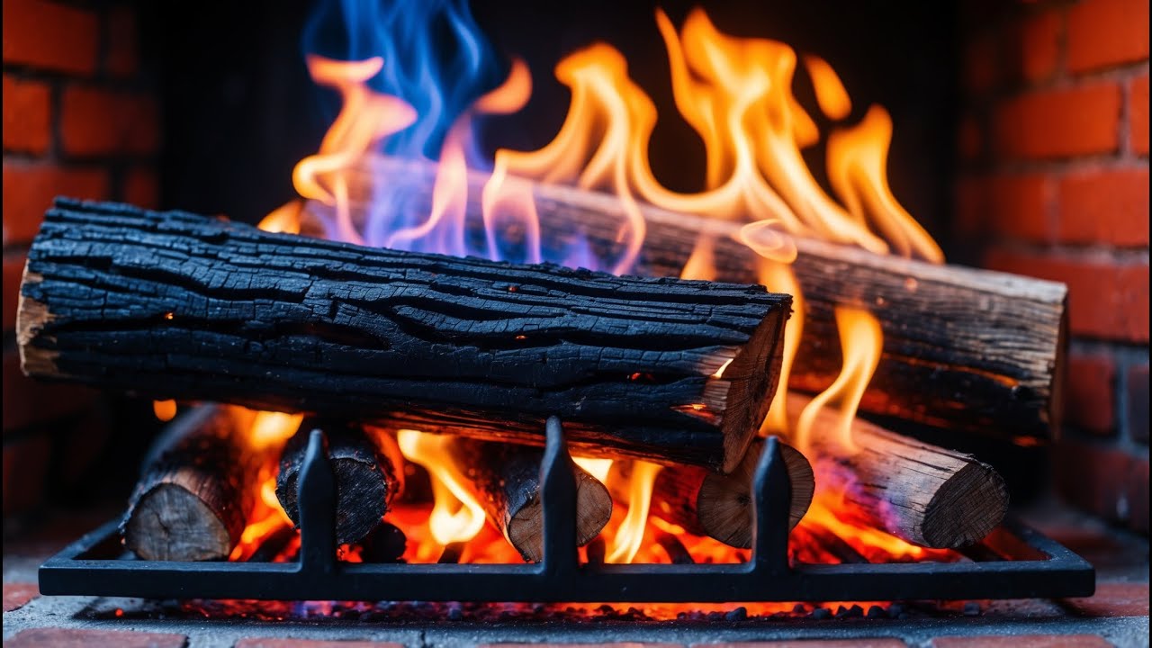 Golden Glow & Blue Flames ✨ Hypnotic Fireplace Ambience for Deep Sleep and Calm Nights