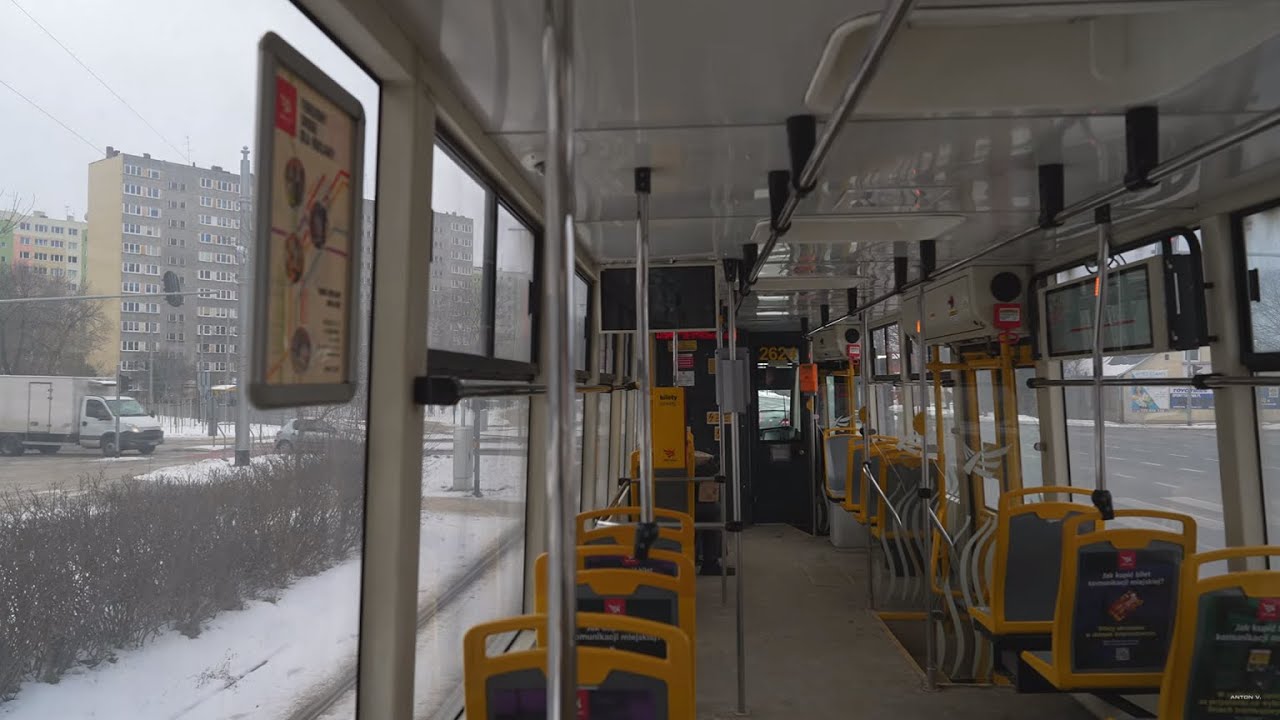 Poland, Łódź, tram 41 ride from pl. Niepodległości to Pabianice Wiejska