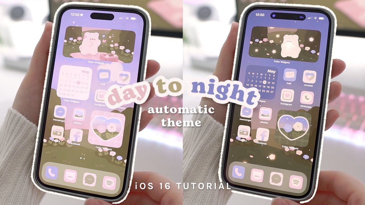 Уютная автоматическая тема iOS 16 «День-ночь» 🍃💗 | руководство по режиму фокусировки, iPhone 14 P...