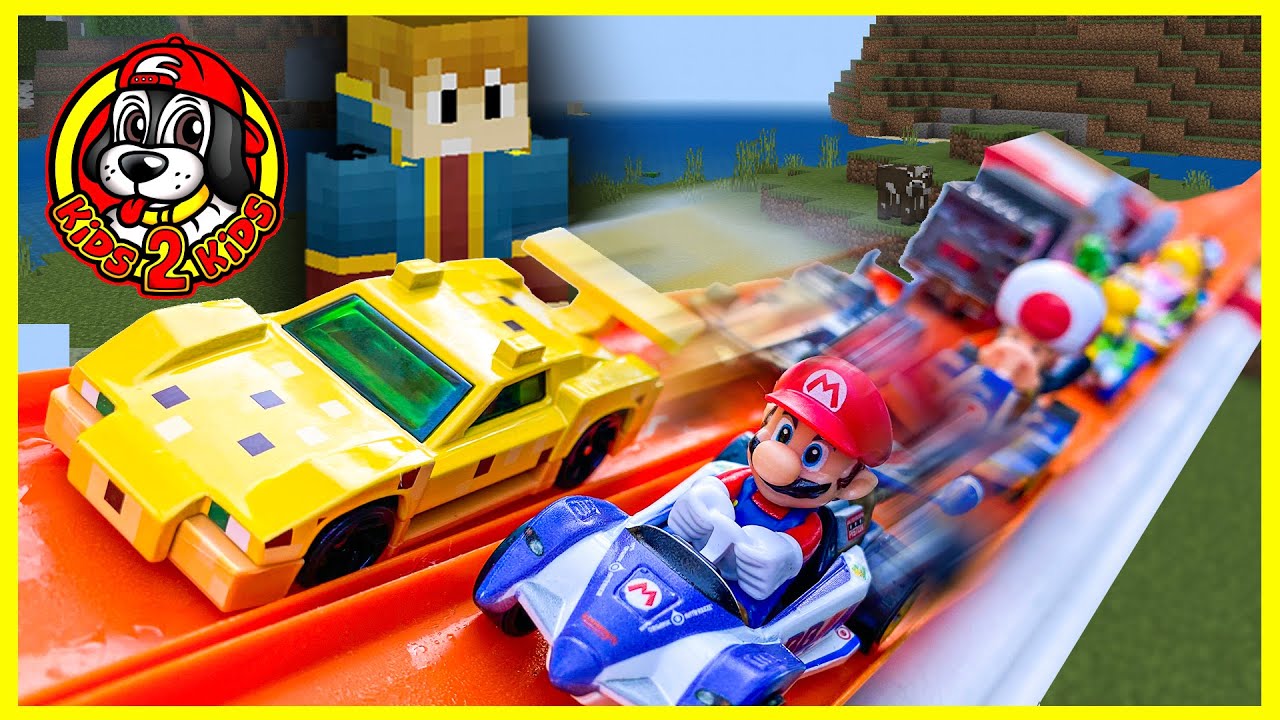 Kids Build🏎 Slowest Hot Wheels MARIO KART RACE vs MINECRAFT