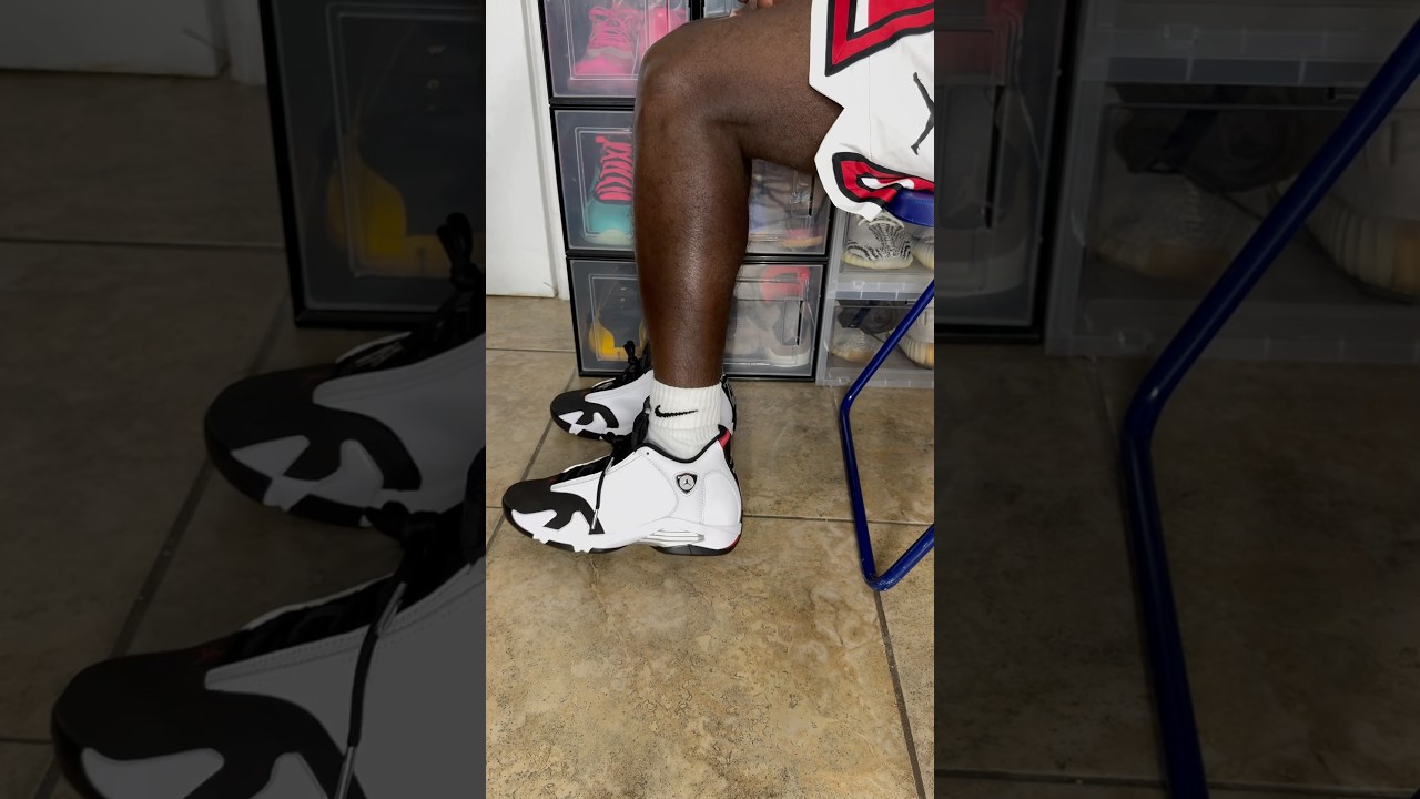 Jordan 14 Black Toe On Foot Look