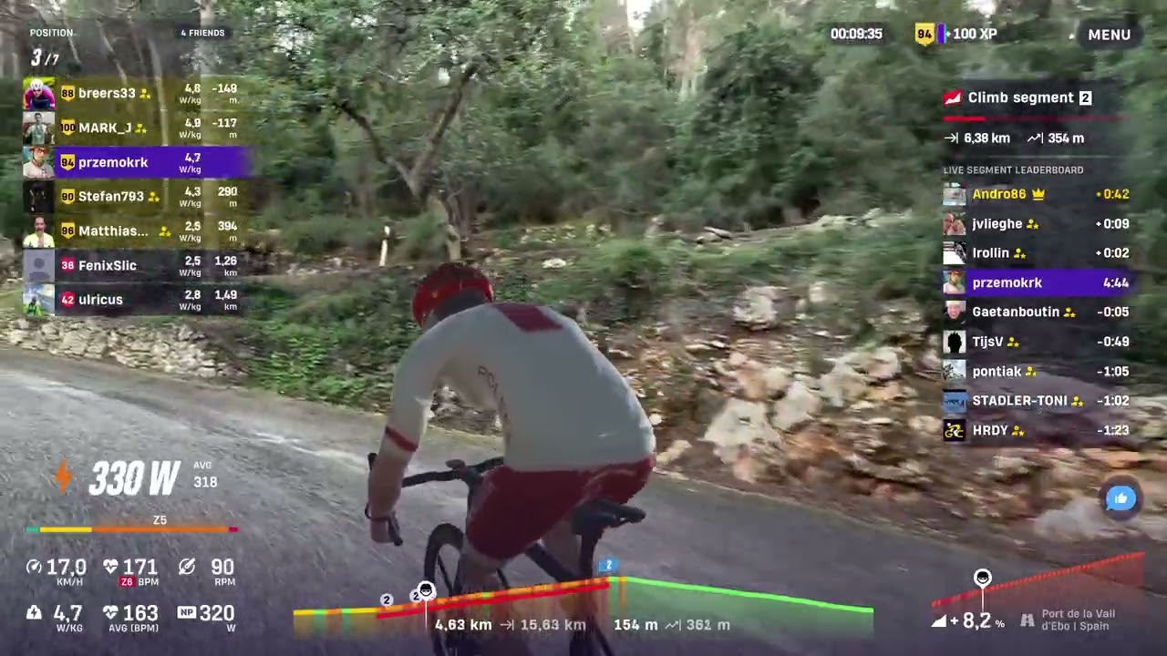 Rouvy.Race 27A.70kg is hard to carry uphill.
