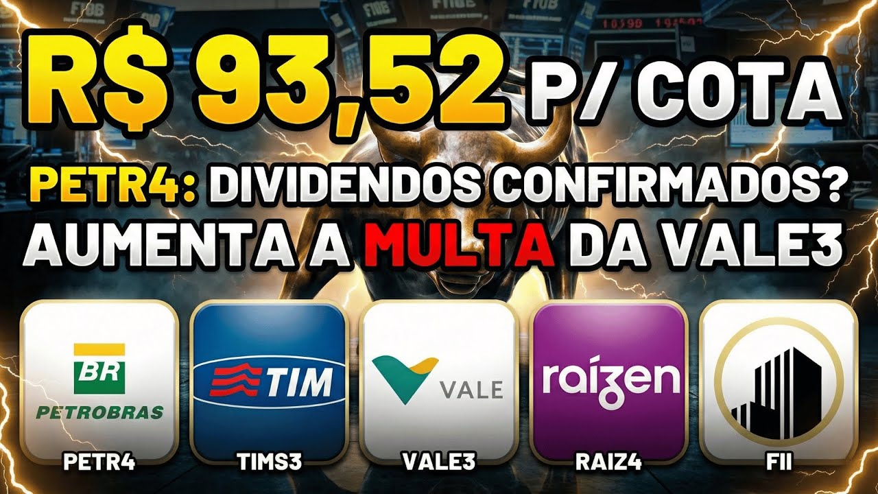 PETR4 CONFIRMA DIVIDENDOS! FIIs QUASE R$ 94 P/ COTA! VALE3: O PIOR ACONTECEU? +RAIZ4/TIMS3: DESTAQUE
