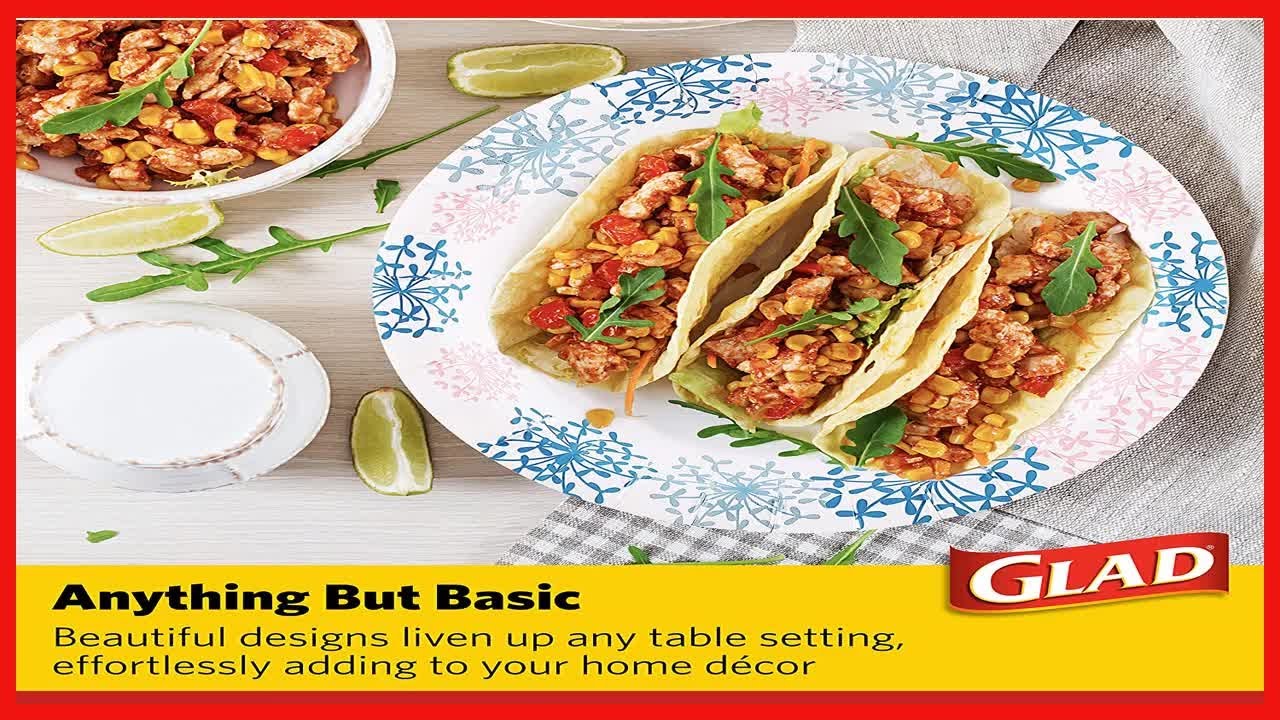 Glad Round Disposable Paper Plates for All Occasions | Soak Proof, Cut Proof, Microwaveable Heavy