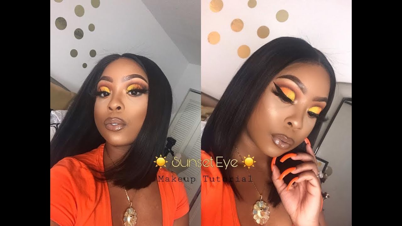 SUNSET EYES MAKEUP TUTORIAL | Ft  ASTERIAHAIR STRAIGHT BLUNT BOB REVIEW