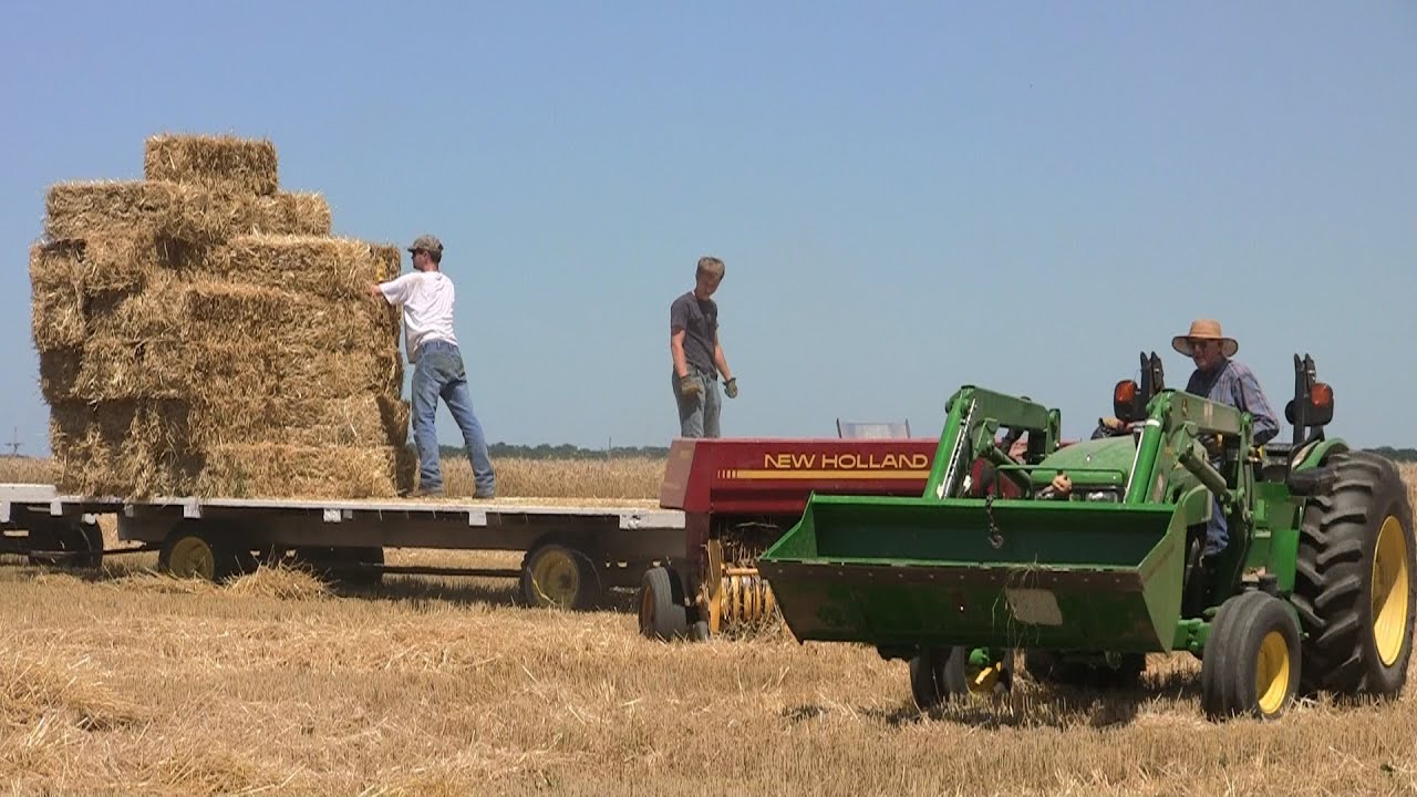 Aves Farms - Baling and Stacking Straw on 7-12-2013