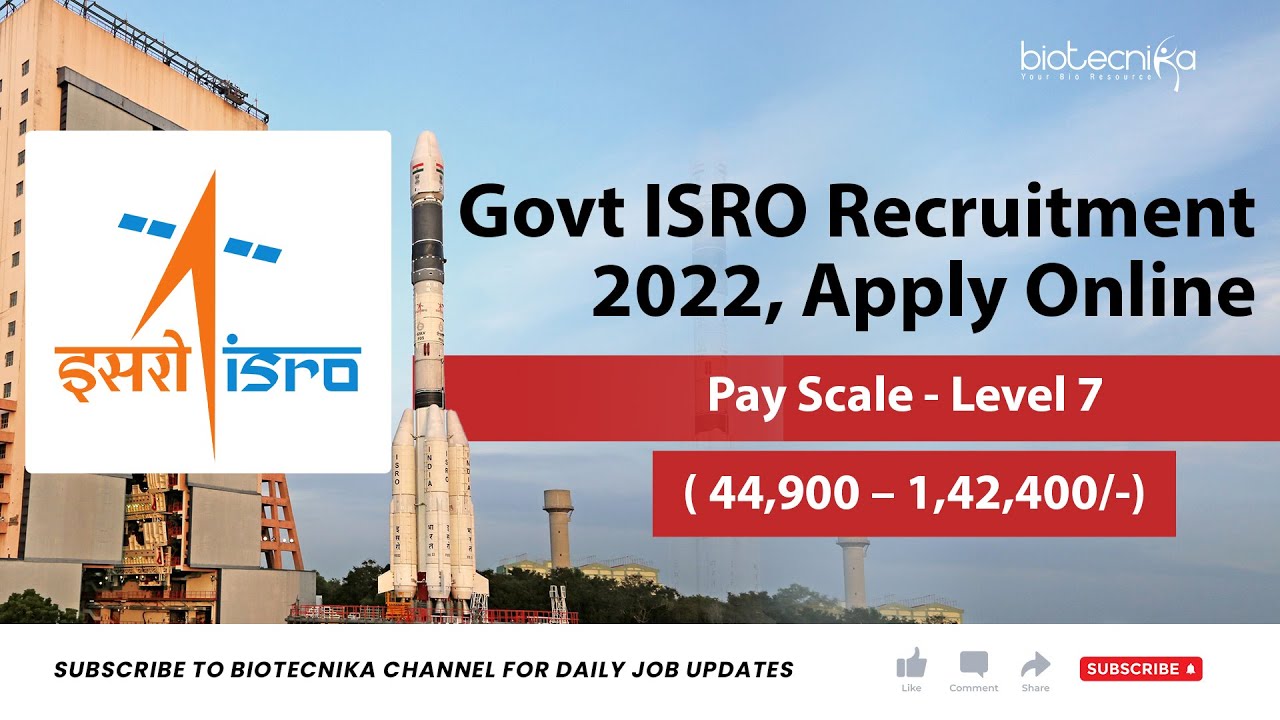 Govt ISRO SDSC SHAR TGT Biology Latest Recruitment 2022