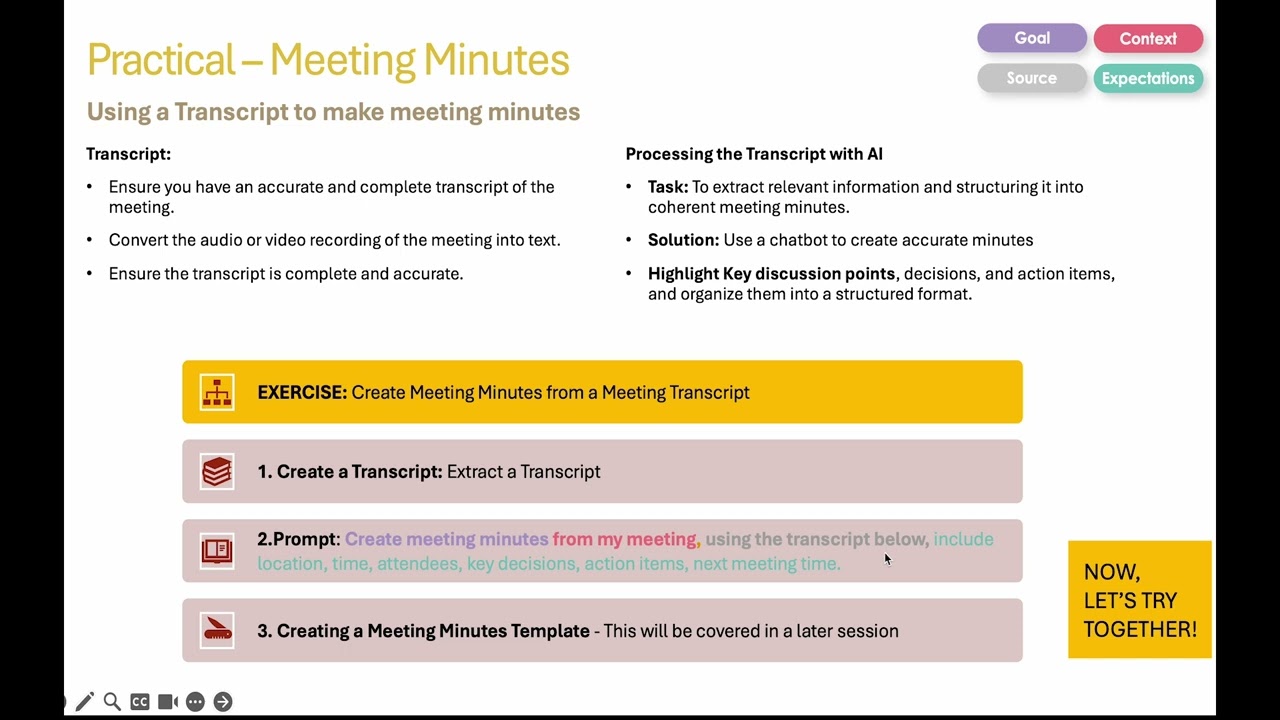 Create Simple Meeting Minutes with a meeting transcript in Microsoft Copilot - from the AI Academy.