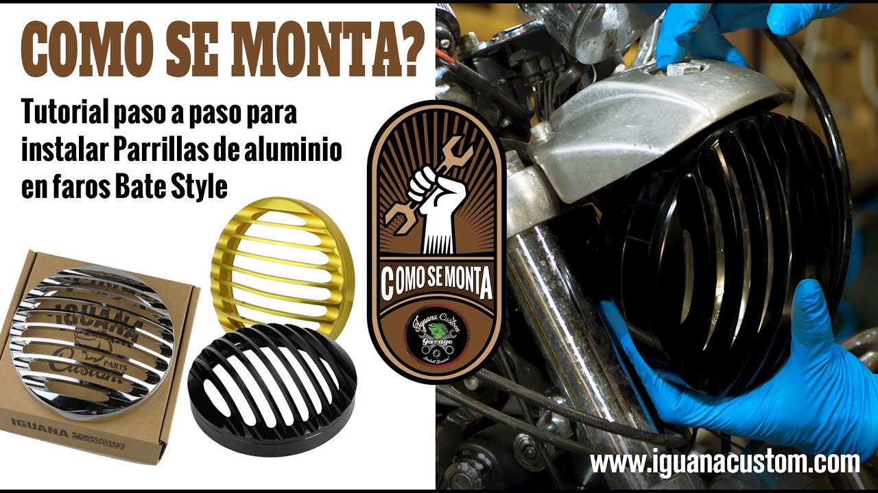 Tutorial montaje rejillas de aluminio para faros Bate Style en Harley Sportster by Iguana Custom