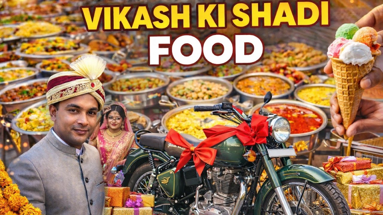 आज विकास की बारात गई || Vikash weedding food menu & eating vlog & dj dance 