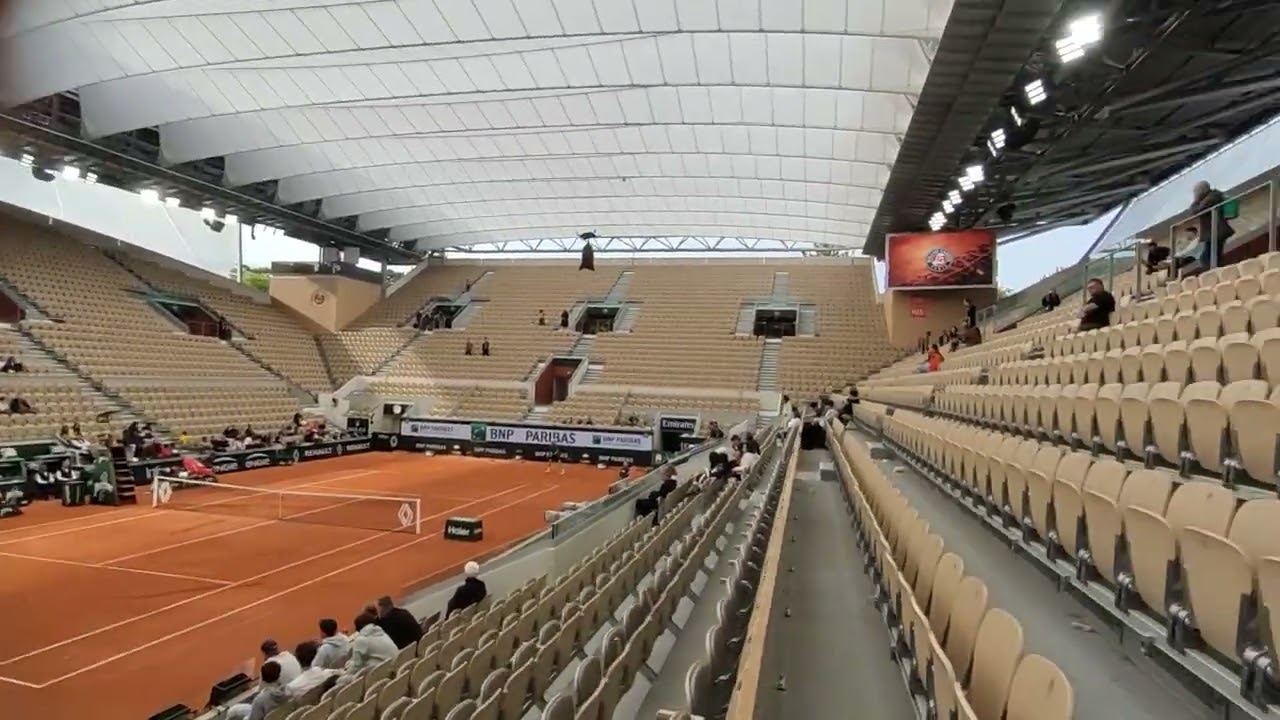 Exclusive BTS tour of #RolandGarros 🎾 Live practice under #Suzanne Lenglen Roof🏛️