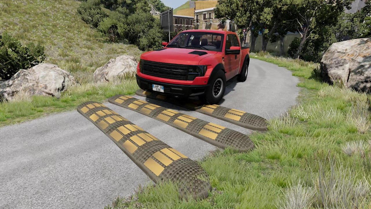 Cars vs Speed bumps Compilation #38 beamng DRIVE