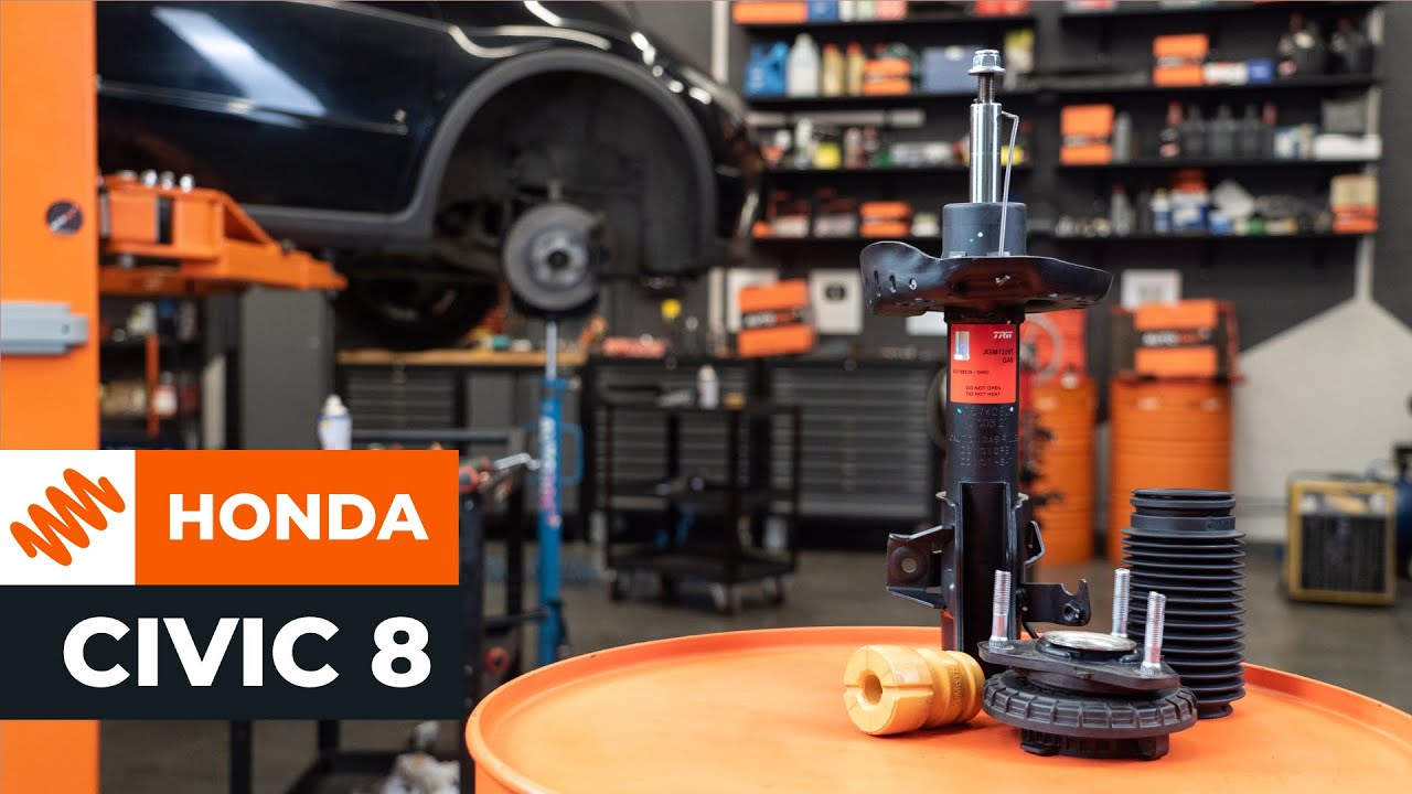 How to change a front shock strut on HONDA CIVIC 8 [TUTORIAL AUTODOC]