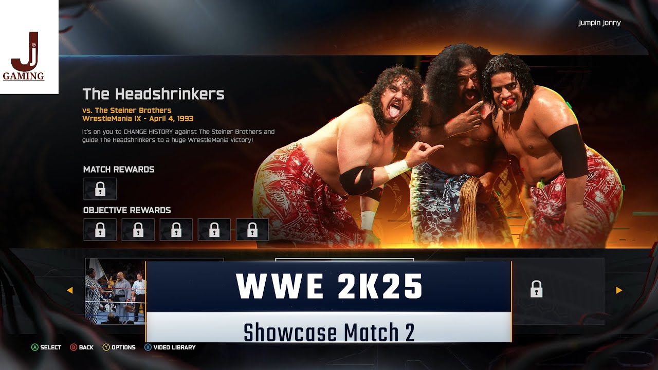 WWE 2K25 Showcase match 2 выполнить все задания Headshrinkers VS Steiner Brothers Wrestlemania 9
