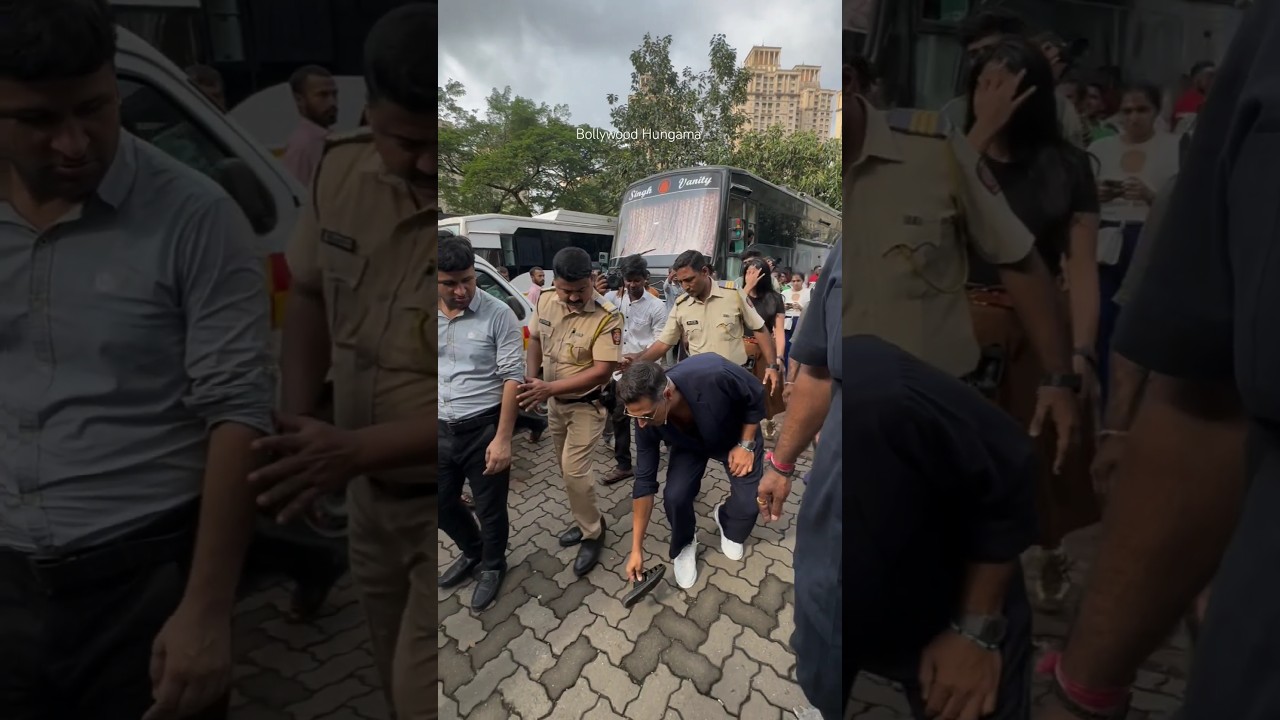 HUMILITY AT ITS BEST 💕 #akshaykumar picks up #paps shoes #shorts #bollywood #mumbai #actor #humanity