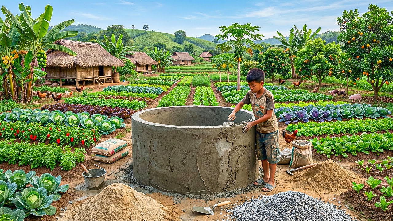 Living Off-Grid: Orphan Boy Building a Strong Concrete and Steel Well After a Long Drought