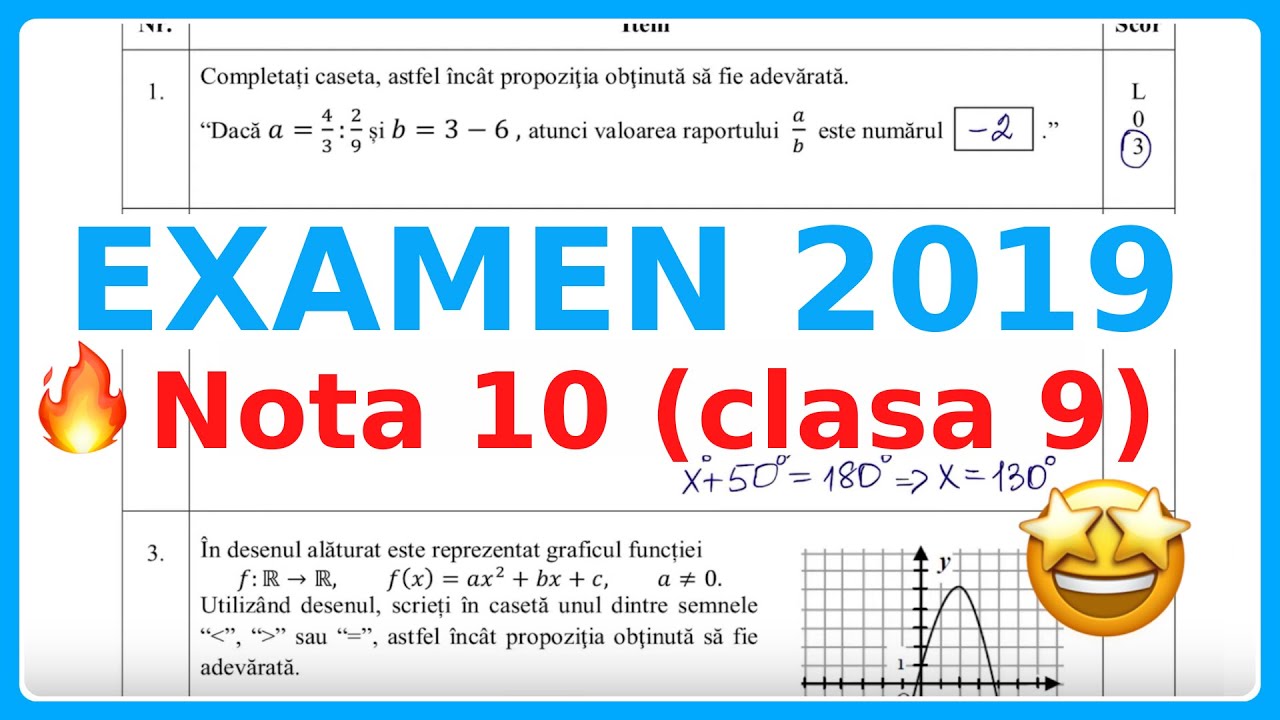 Testul de la EXAMEN 2019 rezolvat pe nota 10 (clasa 9) | Examen.md