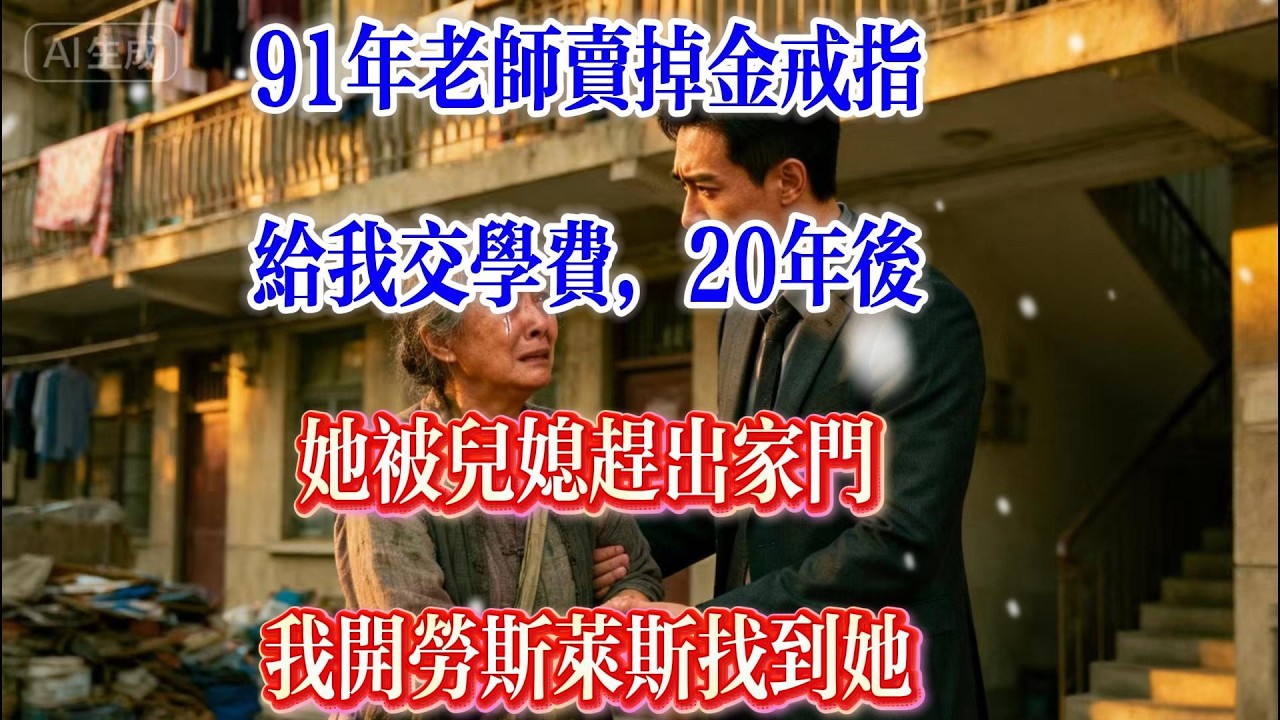 91年老师卖掉金戒指给我交学费，20年后她被儿媳赶出家门，我开劳斯莱斯找到她#情感故事 #情感 #人生感悟 #正能量 #感情 #故事頻道 #故事分享 #https