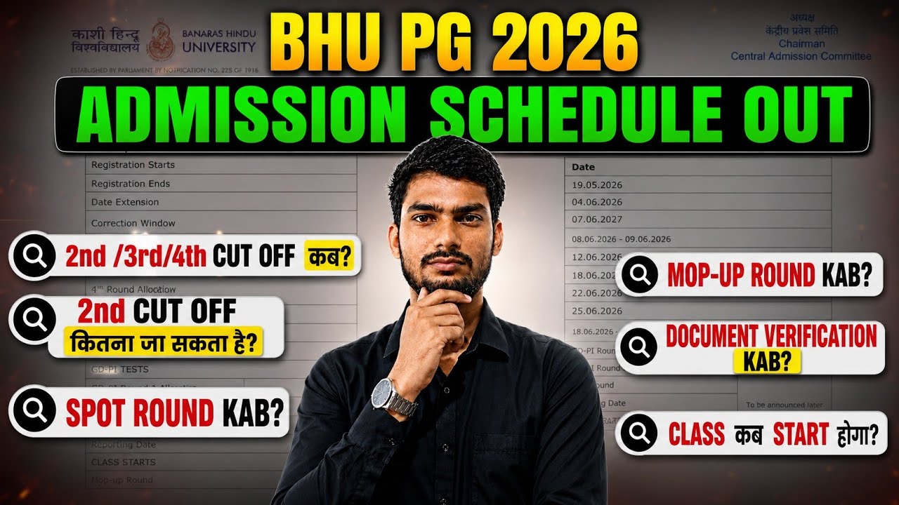BHU PG Admission Schedule 2026 | 2nd, 3rd, 4th Cut Off Dates | Spot Round, Mop-Up Round | Anup Singh