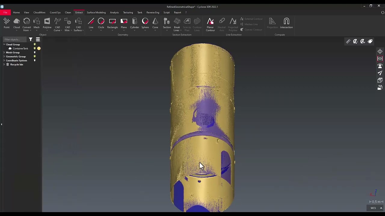 Leica Cyclone 3DR 2022.1 - Meshing a point cloud from a geometrical shape