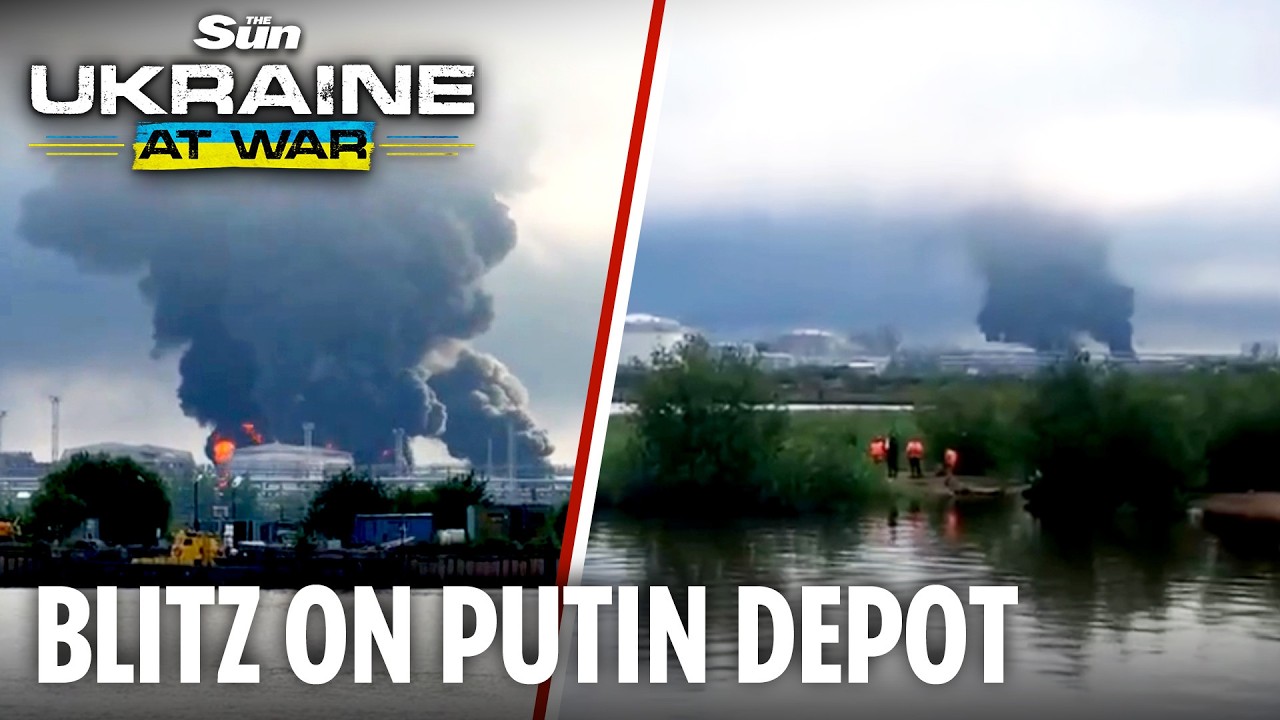 Ukraine launches massive drone attack sparking inferno at key Russian oil terminal
